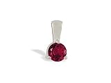 14K White Gold Round Created Ruby Pendant