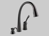 DELTA 980TRBSD-DST Single Handle Pull-Down Kitchen Faucet W/ Touch20 Technology & Soap Dispenser