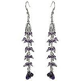 Dangle Earrings in Sterling Silver and Amethyst Gemstone 2.75 "