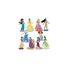  Disney Princess Exclusive 10 Piece Deluxe Figurine Set Aurora, Ariel, Jasmine, Snow White, Tiana, Cinderella, Mulan, Pocahontas, Belle Rapunzel