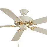 211IHYpE0fL. SL160  Maxim Lighting 89905WT/PB Basic max 52 Ceiling Fan White/light Oak Blades, White and Polished Brass Finish White/Light Oak Blade Finish