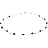 14 Karat Yellow Gold Freshwater Cultured Chocolate Pearl Station Necklace