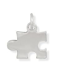 Puzzle Piece Charm Pendant Rhodium on Sterling Silver