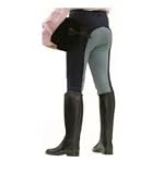 Reithose mit rutschfestem Vollbesatz aus Stoff schwarz / grau für Kinder Grösse 122 - 176