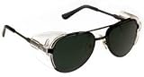 GREEN ACE SHADE #5 - GLASS WORKING SPECTACLES IN ECONOMY SAFETY METAL BLACK FRAME WITH SIDE SHIELDS - 56mm EYE SIZE