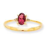 10k Genuine Diamond Pink Tourmaline Birthstone Ring - Size 6