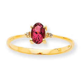 Click here to buy 10k Genuine Diamond Pink Tourmaline Birthstone Ring - Size 6 by JewelryWeb.