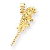 14k 3-Dimensional Parrot Pendant - Measures 9x25mm