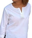 Lightweight 100% Cotton Embroidered Breathable Cool Cotton Summer Tunic Kurta Blouse Shirt Tops in Black , White, Lime Green and Khaki Beige