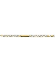 14k Light Figaro White Pave ID Bracelet 6.0"