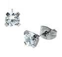 Jewelry Earrings 316L Stainless Steel,Cubic Zirconia Studs WIDTH=5-mm Hypo-allergenic