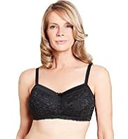 Post Surgery Floral Lace Non-Wired Padded A-DD Bra