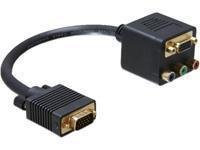 DELOCK Adapter VGA Stecker zu VGA + 3x Cinch Buchse