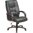 Manchester Finish Deluxe Pillow Back Executive Leather Chair w/ Padded Arms In Glove Soft Leather