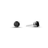 14K White Gold Genuine Round Black Onyx Stud Earrings