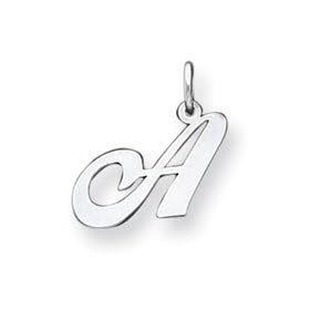 Sterling Silver Small Fancy Script Initial A Charm - JewelryWeb
