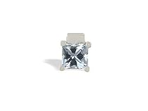 14K White Gold Genuine Square Aquamarine Pendant