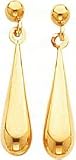 14K Yellow Gold Tear Drop Dangle Earrings Jewelry |A