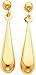 14K Yellow Gold Tear Drop Dangle Earrings Jewelry |A