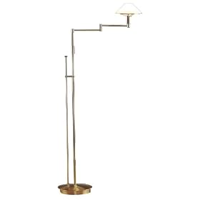 Holtkoetter White Glass and Brass Swing Arm Floor Lamp by Holtkoetter