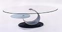 Elegant Modern Contemporary Glass Brush Chrome Coffee Table