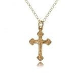 New Kids 14 Karat Yellow Gold Cross Pendant w Chain