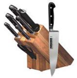 Block Set, 8 Pc., Black POM Handles, Oak Block