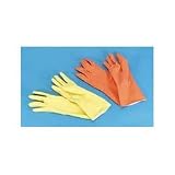 Galaxy Flock-Lined Latex Cleaning Gloves, Large, Orange, 12 per Pack