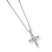 Sterling Silver CZ Cross on Box Chain Necklace - 16 Inch - Spring Ring - Italian
