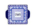Matza Tray for Passover Seder Night Jewish Holiday Blue Mozaic