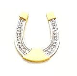 Charm - 14kt Gold & Rhodium Polished Horseshoe Slid