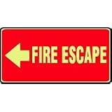 EMERGENCY AND FIRE E FIRE ESCAPE (ARROW LEFT) 7 x 14 Lumi-Glow Flex Sign
