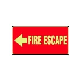 EMERGENCY AND FIRE E FIRE ESCAPE (ARROW LEFT) 7" x 14" Lumi-Glow Flex Sign