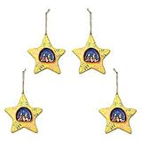 Ceramic ornaments, 'Yellow Christmas Stars' (set of 4)