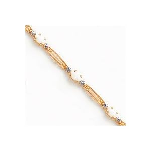 14k Fancy Diamond Opal Bracelet - 7 Inch - Lobster Claw by