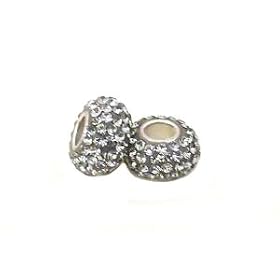 Black Diamond Swarovski Crystal Sterling Silver European Bead, Pandora Compatible