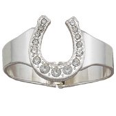 Silver-tone Cuff Bracelet with Clear Rhinestone Horseshoe