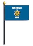 Wisconsin State Flag Flag Rayon On Staff 4 in. x 6 in.
