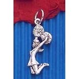 Sterling Silver Cheerleader with Pom Pom Charm by Sports For Her