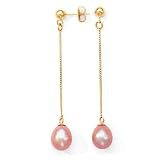 14K Pink Drop Pearl Earrings