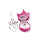 D.M. Pink Petite Princess Crown Necklace in Figural Gift Box