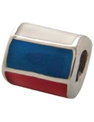 Genuine Zable (TM) Product. 925 Sterling Silver Russia Flag Bead Charm. 100% Satisfaction Guaranteed.