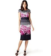 Per Una Cotton Rich Striped & Floral Shift Dress