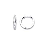 14k White Gold Thin Round Diamond Huggie Earrings .15ct (G-H Color, SI2 Clarity)