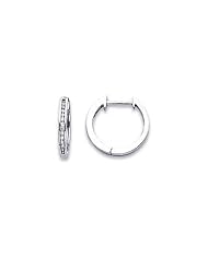 14k White Gold Thin Round Diamond Huggie Earrings .15ct (G-H Color, I1 Clarity)