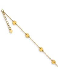 Genuine IceCarats Designer Jewelry Gift 14K Polished Disc Adjustable Anklet In 9.00 Inch