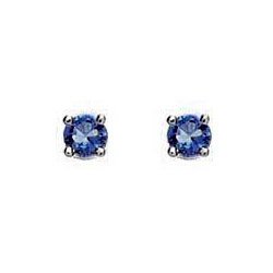 Sterling Silver 3mm Tiny Round Basket Set Blue Sapphire Glass Earring