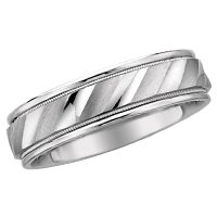 Men's 14kt. White Gold, Carved Wedding Band