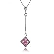 Pink Sapphire and Diamond Dangle Pendant w 14 Karat White Gold