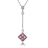 14K White Gold Dangle Pendant w Pink Sapphire & Diamond